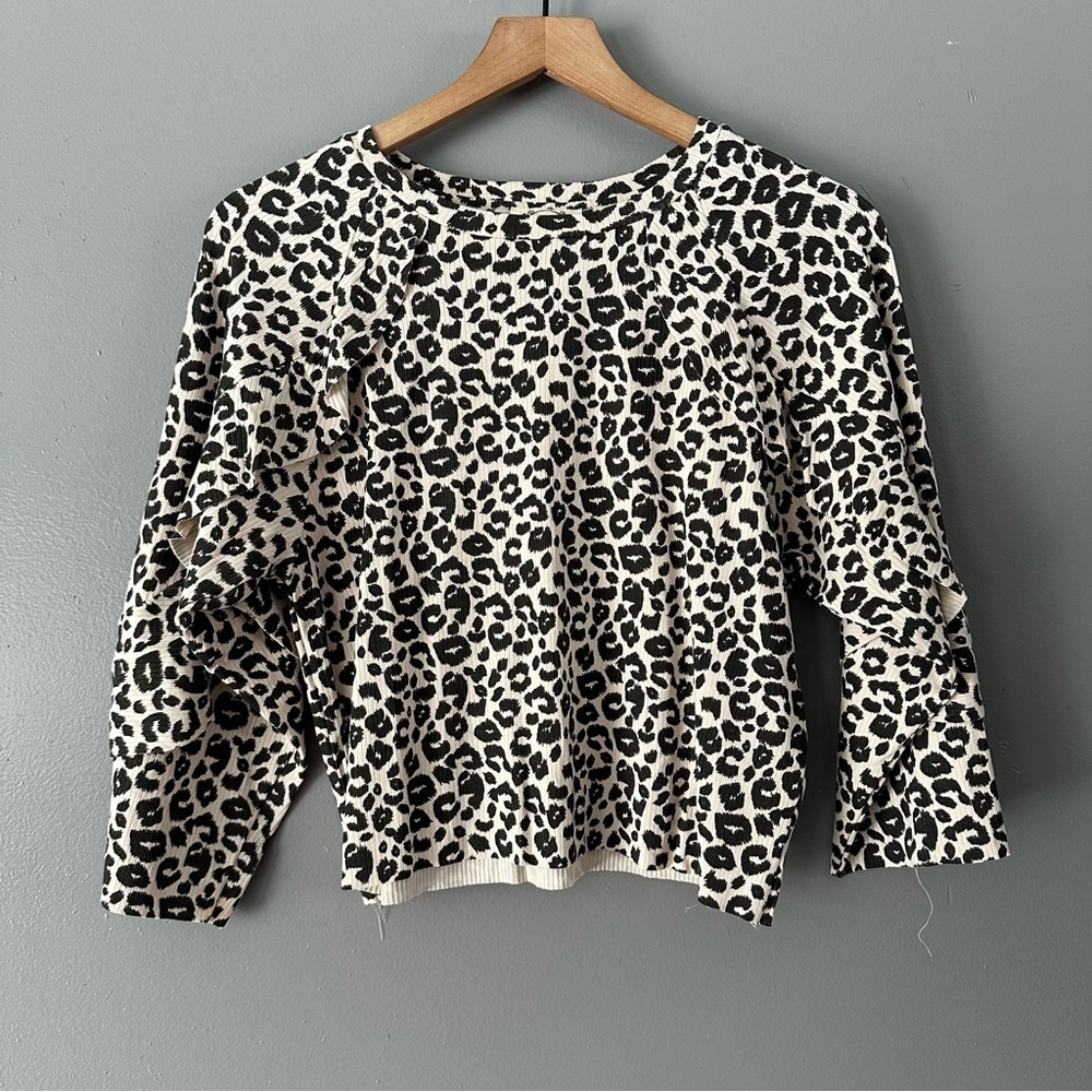 Joyfolie Mia Joy Idonya Top in Ivory Animal | Cream + Black | NWT | Size‎ 14Y